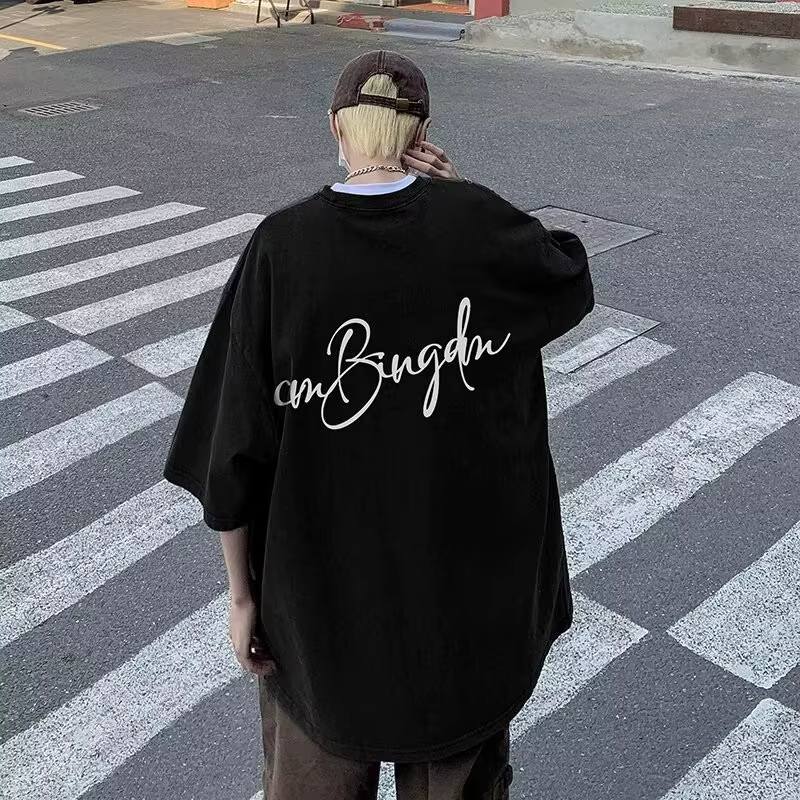 M-8XL été hommes T-shirt surdimensionné coréen décontracté Style ample lettre étoile Signature impre