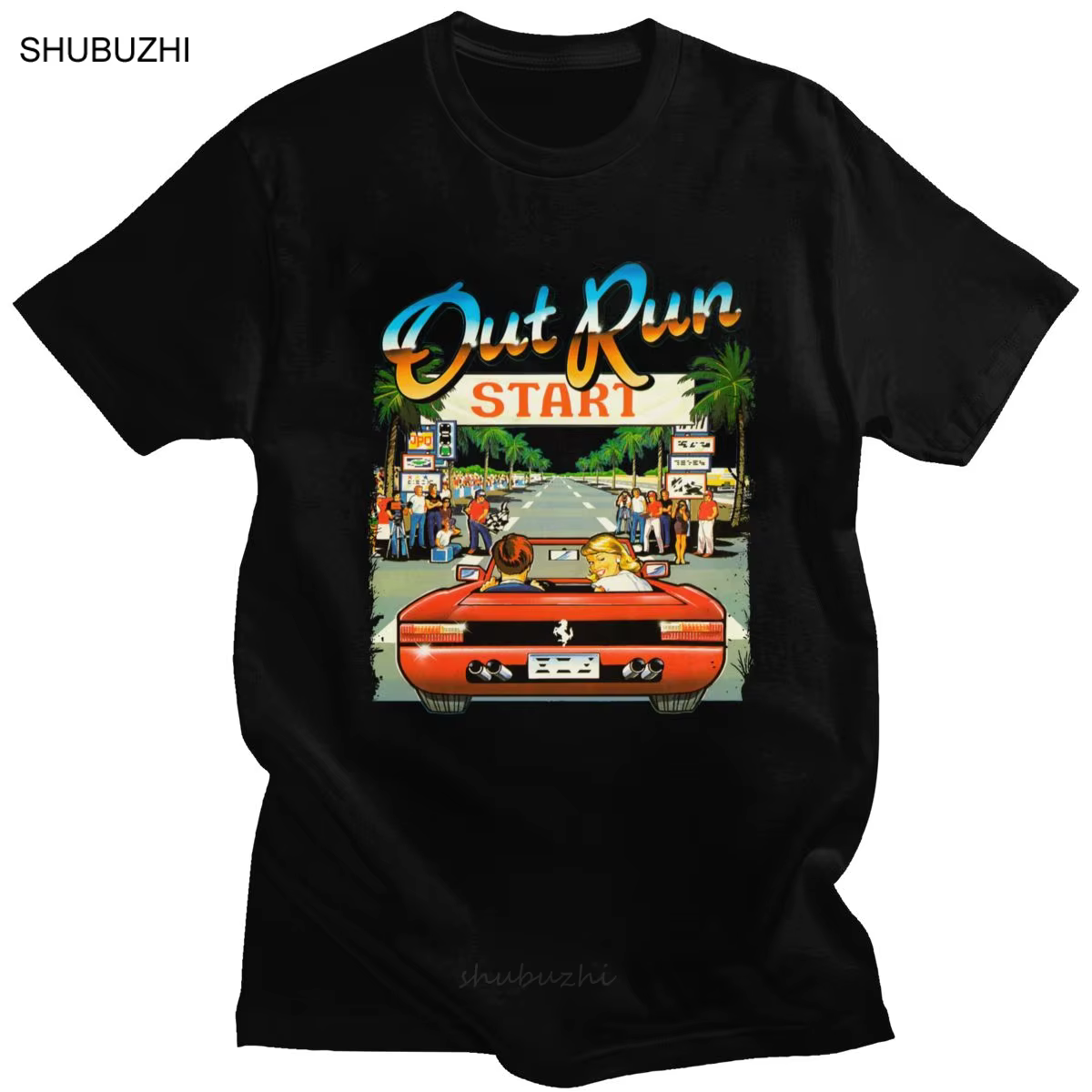 T-shirt manches courtes pour hommes, en coton, Vintage, avec Console de jeu, course d'arcade japonai