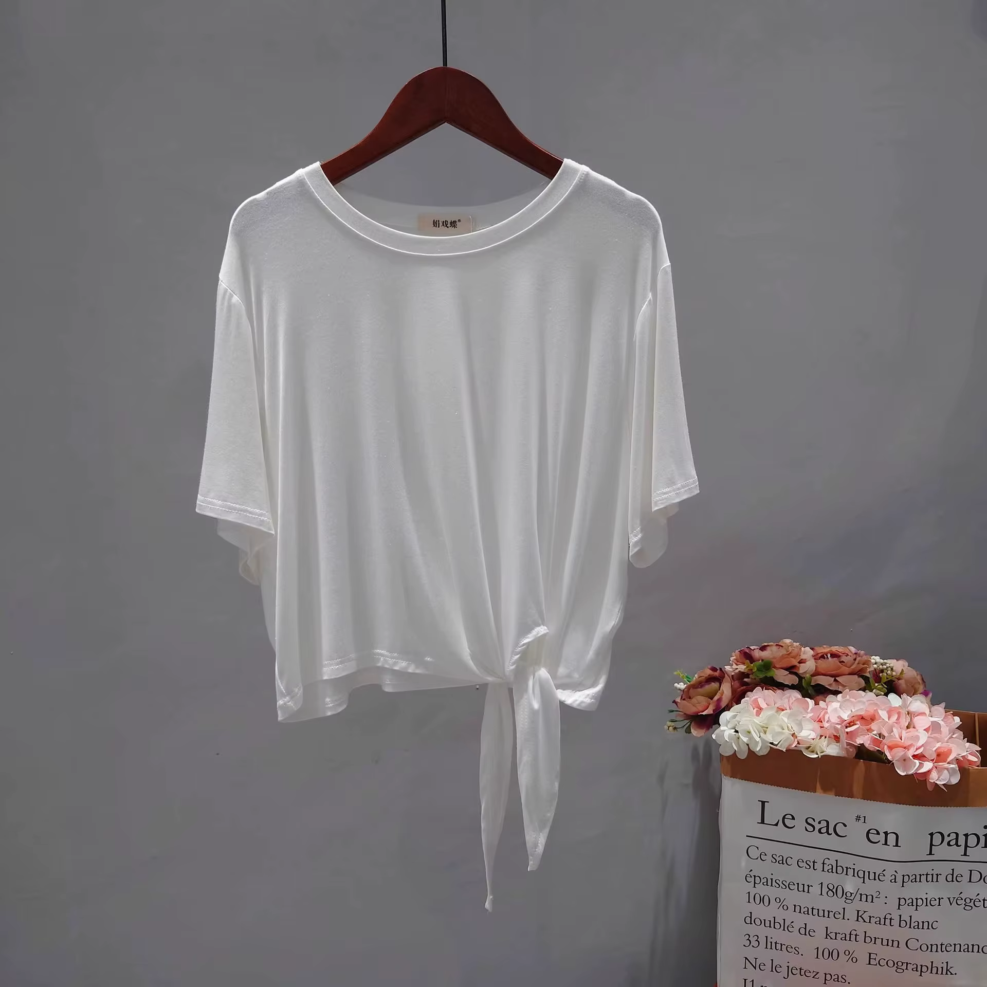 Hauts en modal doux et confortables pour la peau, t-shirt d'été ample à manches courtes, haut court 