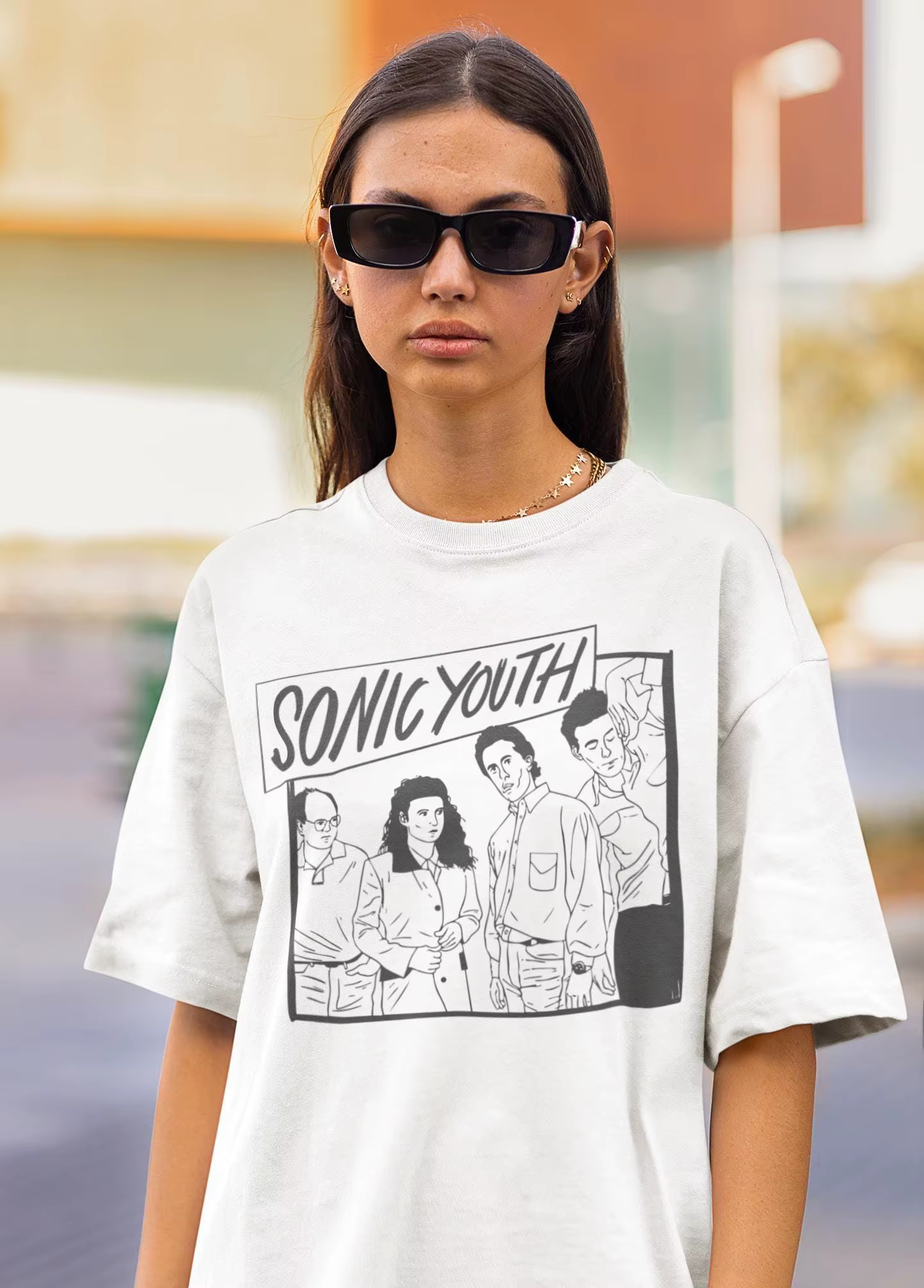 Sonic Youth Seinfeld Mashup Graphic Tee T-shirt d'été ample et respirant pour hommes et femmes