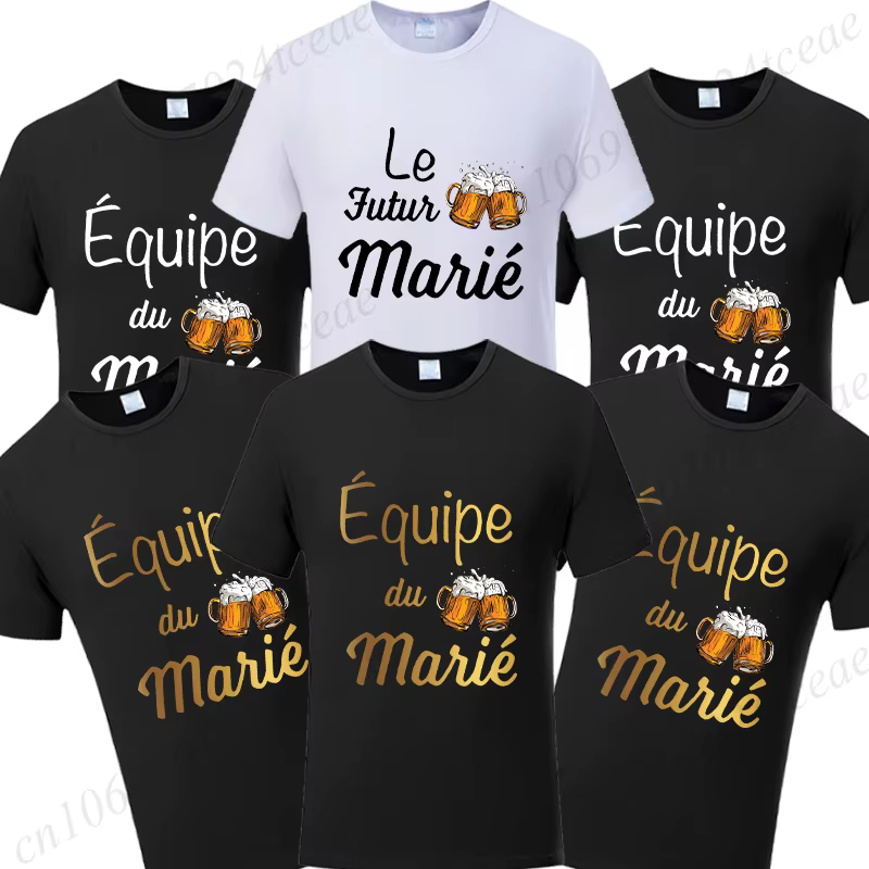 Evg-T-shirt pour Homme d'Équipe Française Manquant de Bière, Vêtement à la Mode pour Enterrement de 