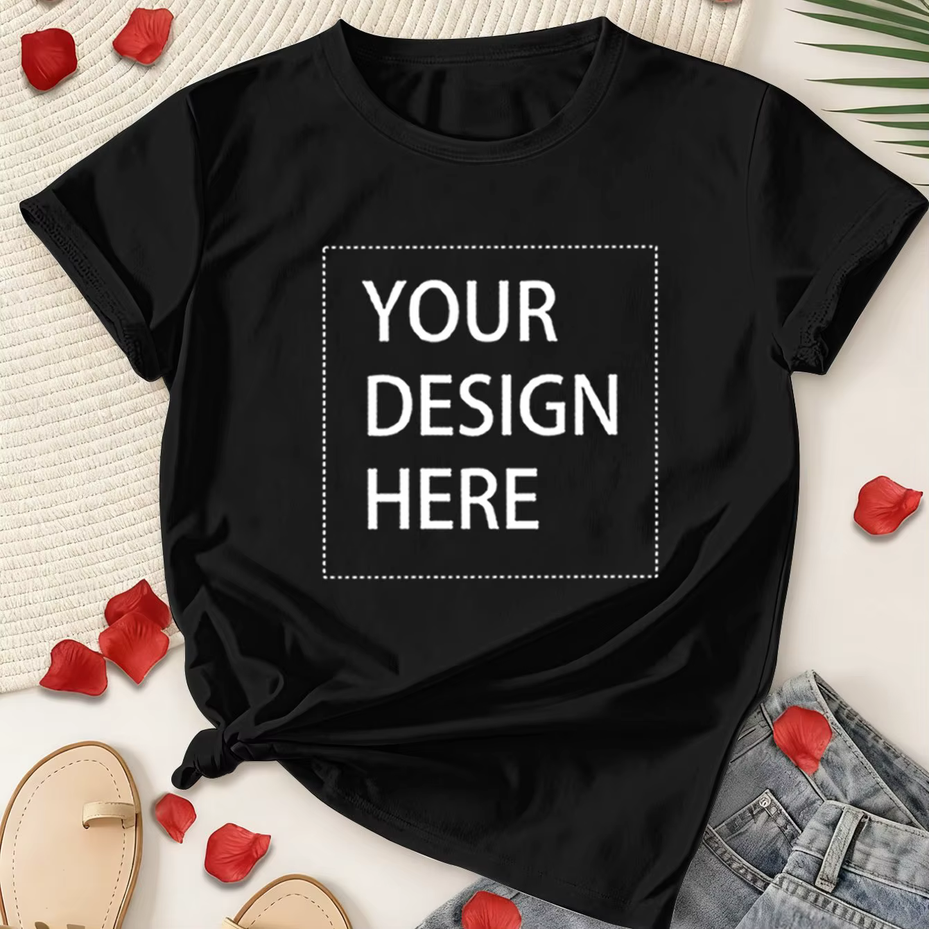 T-shirt pour femme avec photo et texte imprimés, personnalisable, avec votre design/logo exclusif. C