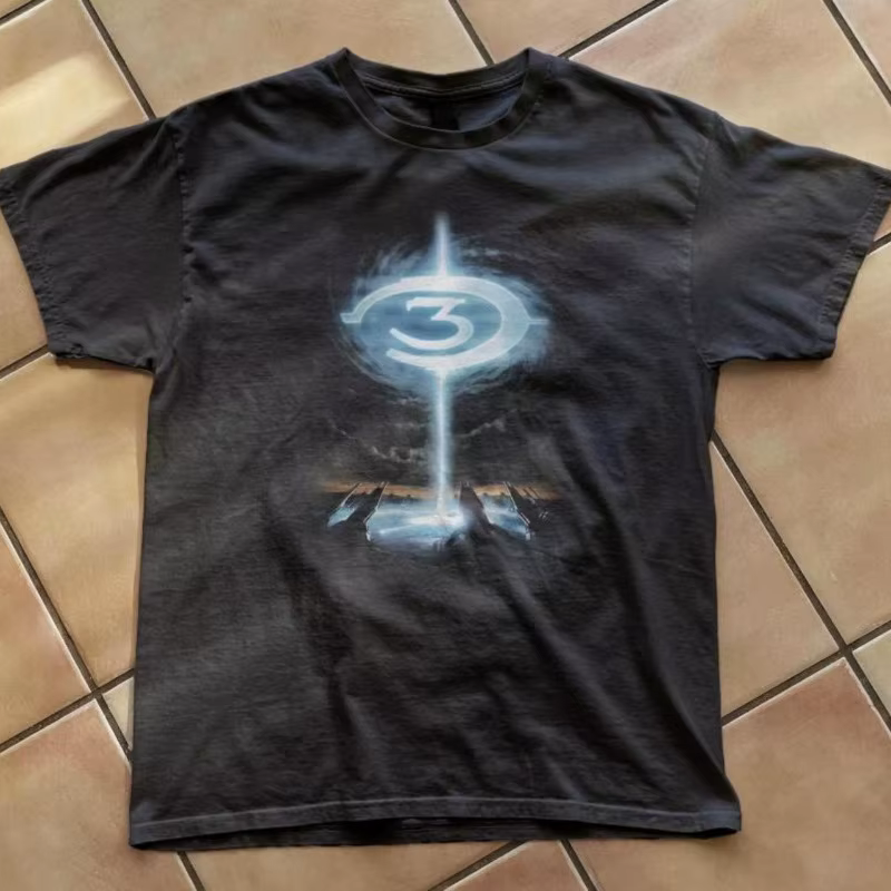 T-shirt rétro avec logo Halo 3, T-shirt à motif de jeu Y2K, T-shirt pour joueur, nouveau T-shirt déc