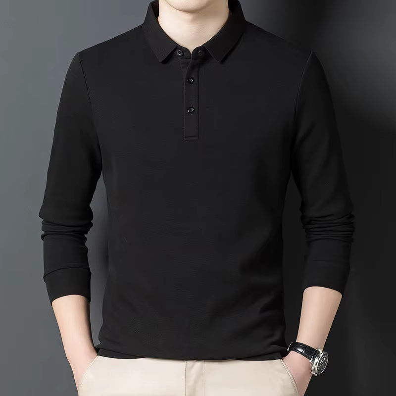 Polo décontracté à manches longues pour homme, 100% coton, avec Logo de marque de luxe, de styliste,