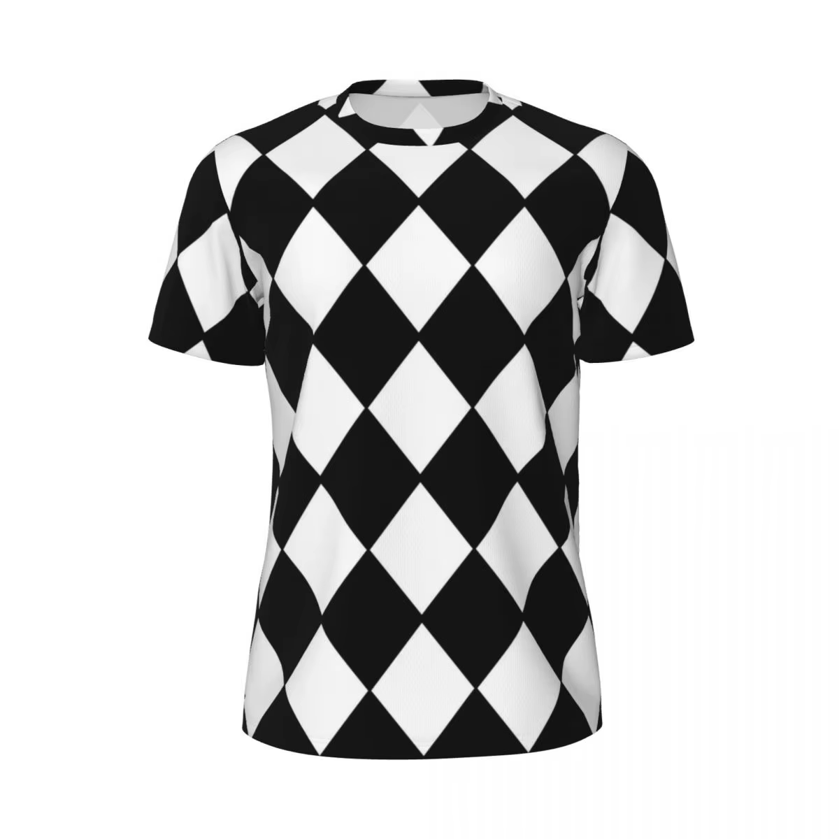 T-shirt imprimé à carreaux pour hommes, Streetwear contrasté noir et blanc, T-Shirts de sport à séch