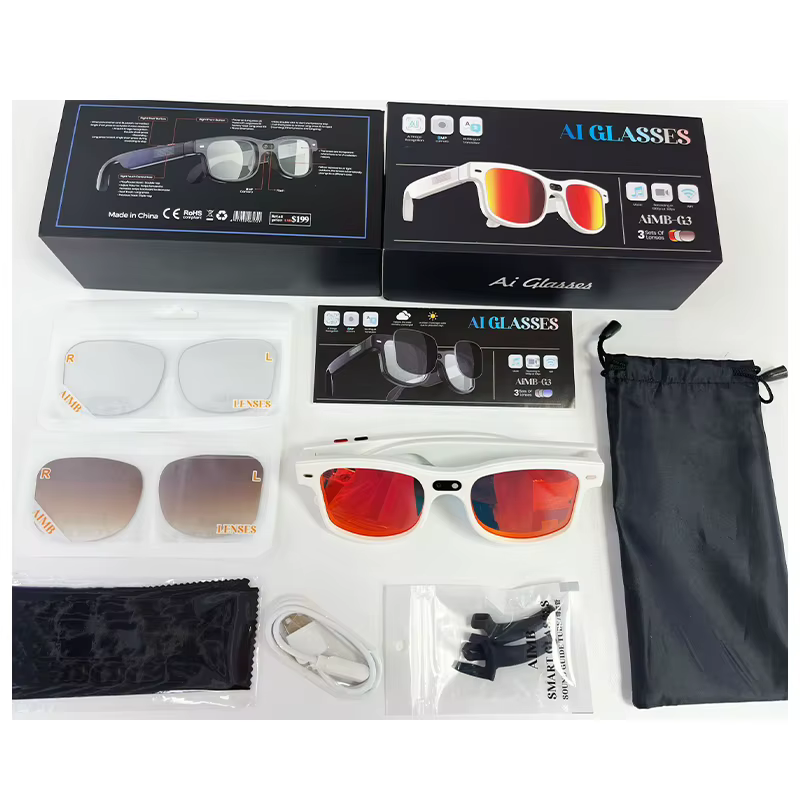 Nouvelles lunettes intelligentes IA avec caméra 8MP, enregistrement vidéo, lunettes de soleil sporti