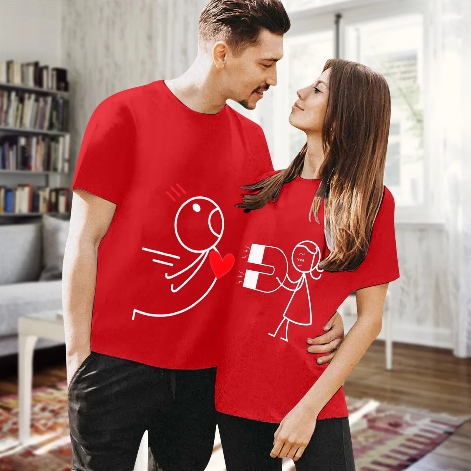 T-shirt du Jour de Léon pour Homme et Femme, Tenue de Couple, Impression de Figurines, Européen et A