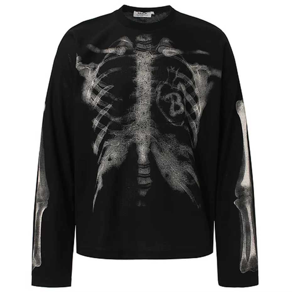 Squelette graphique T-shirts hommes Streetwear Harajuku Hip Hop surdimensionné T-shirts à manches lo