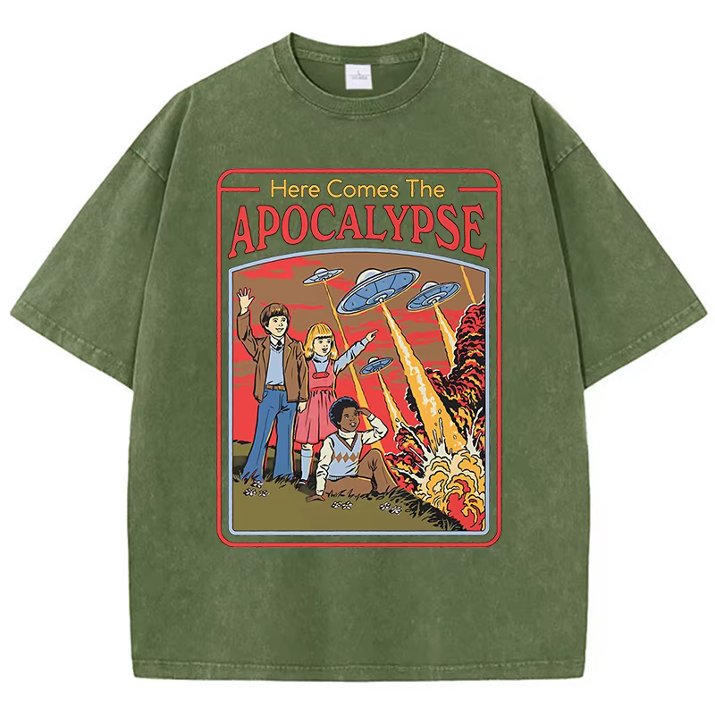 Voici l'Apocalypse Ufo lavé rétro hommes vêtements surdimensionné qualité Streetwear mode couverture