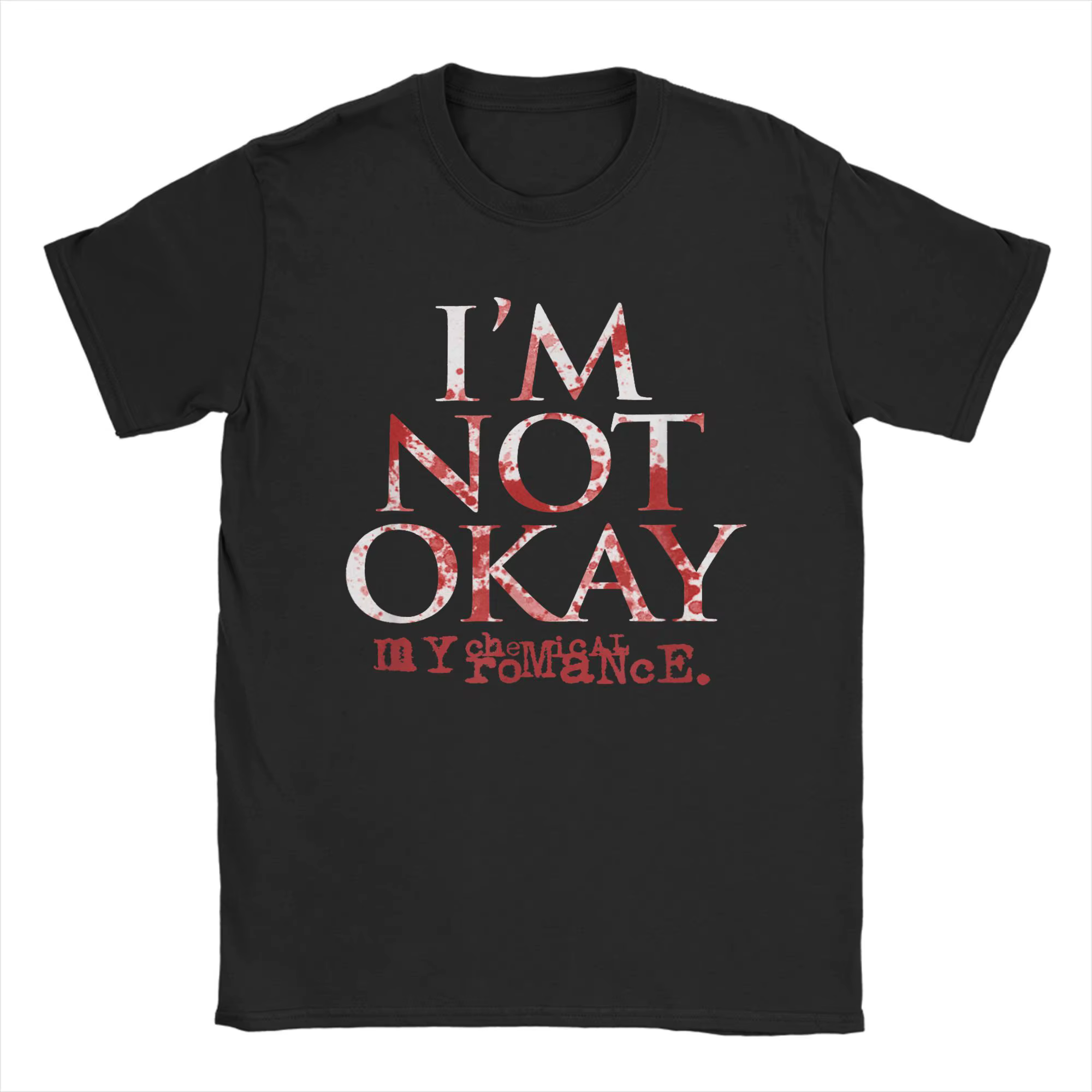 Je ne suis pas Ok mon Romance chimique hommes T-Shirt Vintage T-Shirt à manches courtes col rond T-S