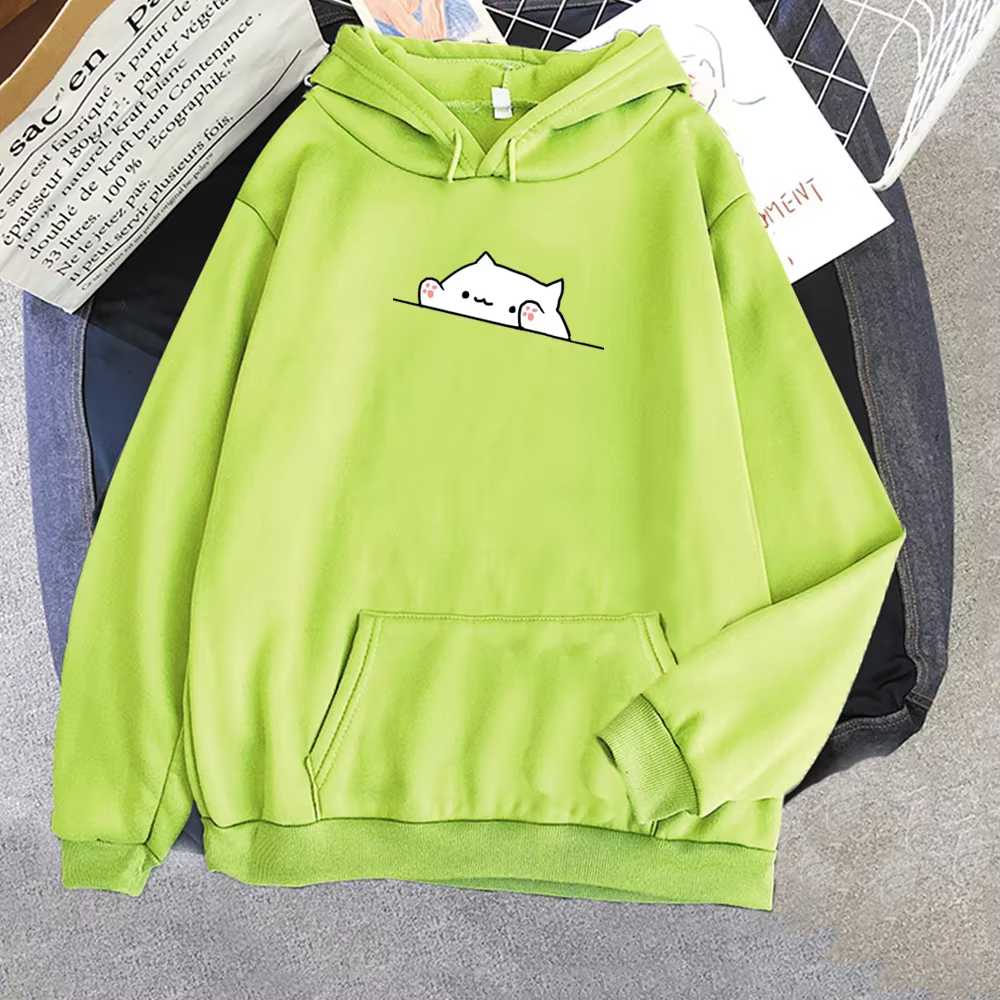 Sweat à capuche pour hommes, pull ample, décontracté, imprimé de chat de dessin animé, mode, Style c
