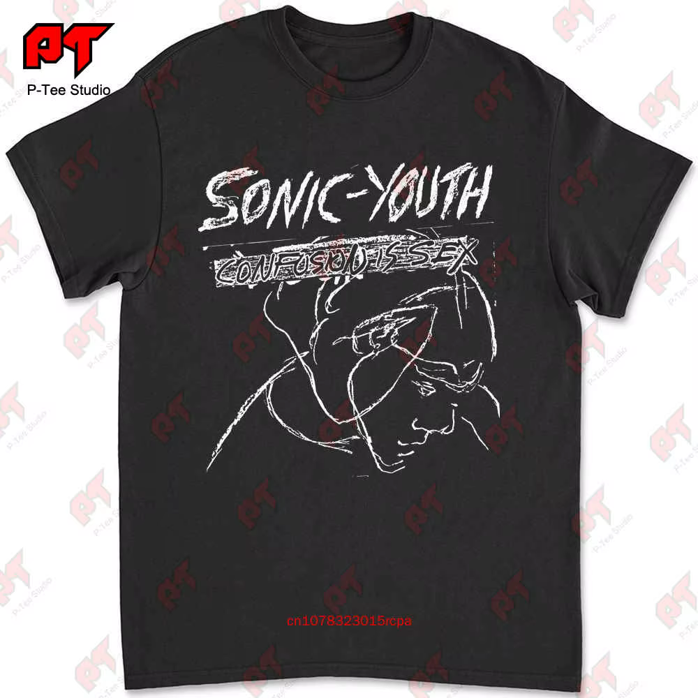T-shirt Sonic Youth Confusion Is Sex, Noir, Bruit, Rock, Grunge, Punk, Amandier, Ston, Moore, Kurt A