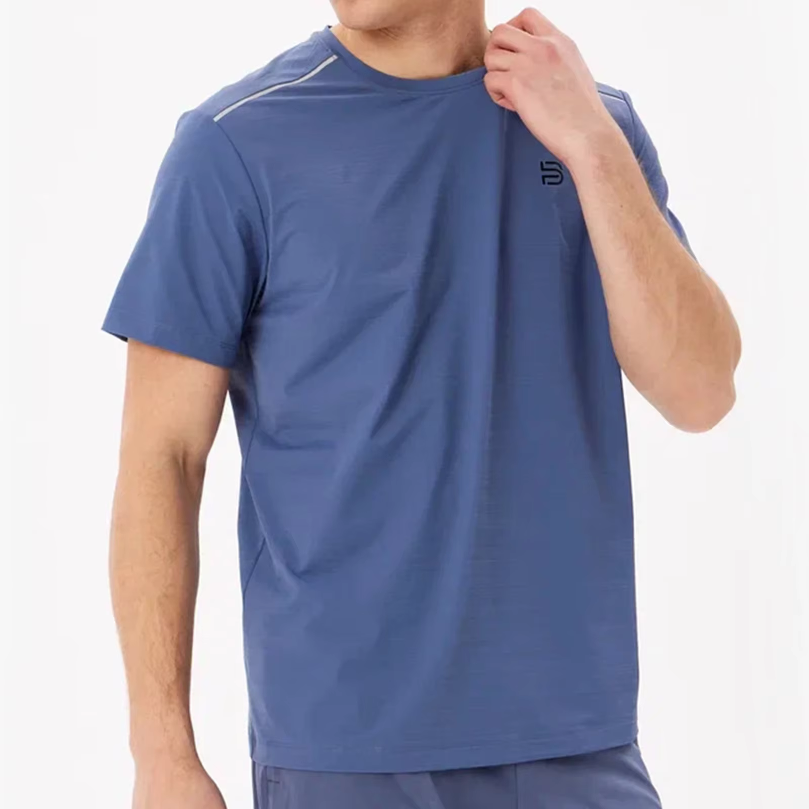 Baasploa T-shirt à séchage rapide pour hommes, vêtements de course décontractés, légers et respirant