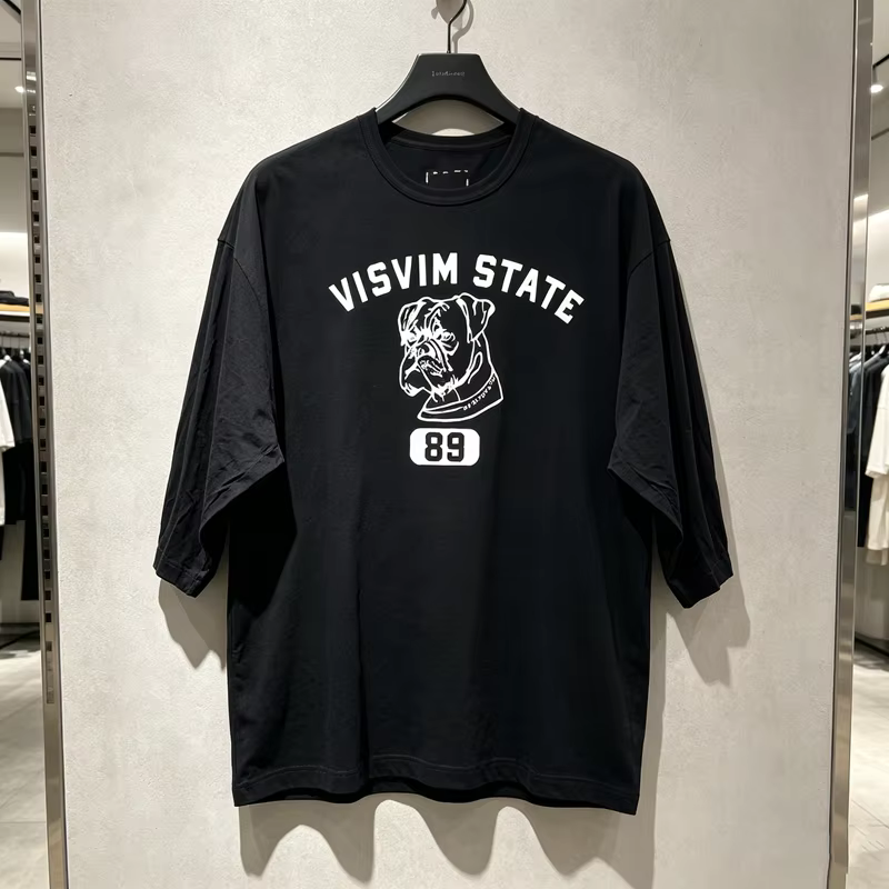T-shirt VISVIM Dog Digit 89 imprimé, col et étiquette cousus, pour hommes et femmes, haute qualité, 