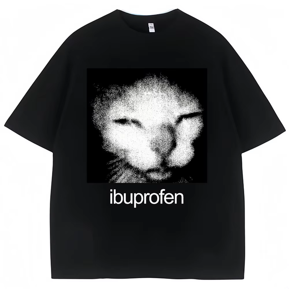 Vintage drôle Ibuprofen chat graphique T-shirt Humor mode T-shirt T-shirt style décontracté WoClothi