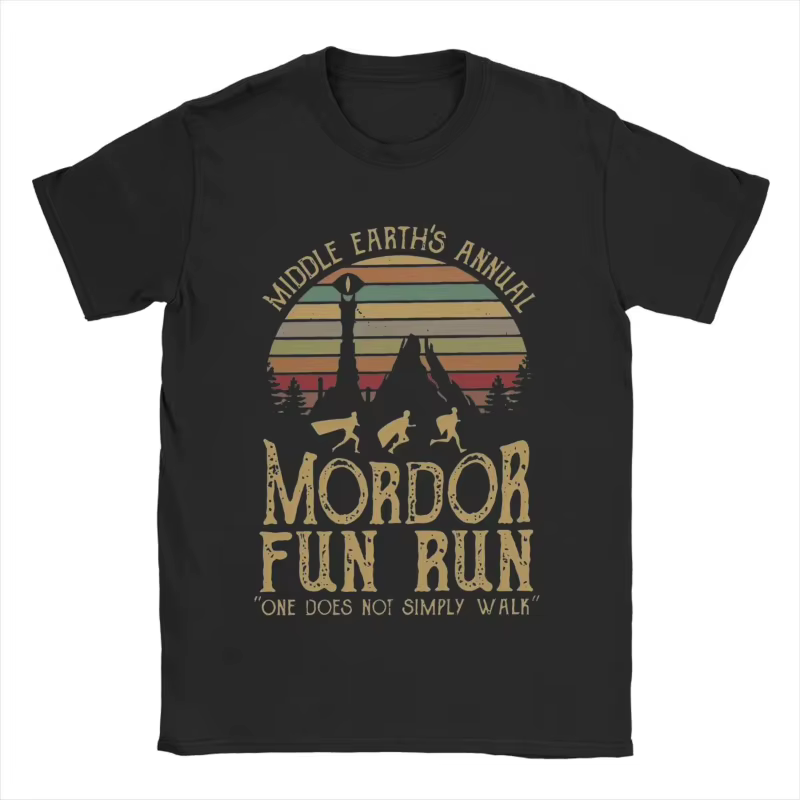 T-shirt Mordor L-Lords Of The R-Rings pour hommes, vêtements en coton, Vintage, manches courtes, col
