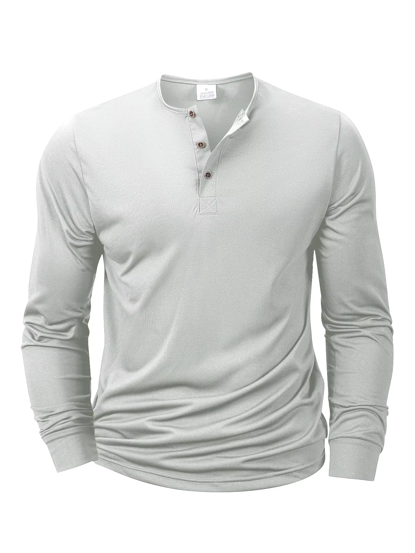 Nouveaux hommes Henley T-shirts à manches longues basique décontracté col de bande T-shirts conforta