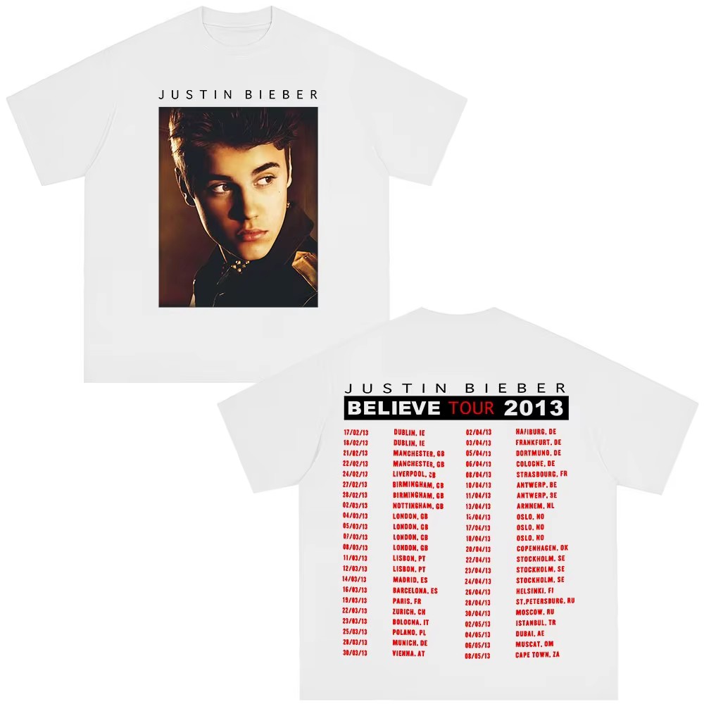 Marchandises de la tournée « Believe » de Justin Bieber 2026 - T-shirts pour hommes et femmes, T-shi