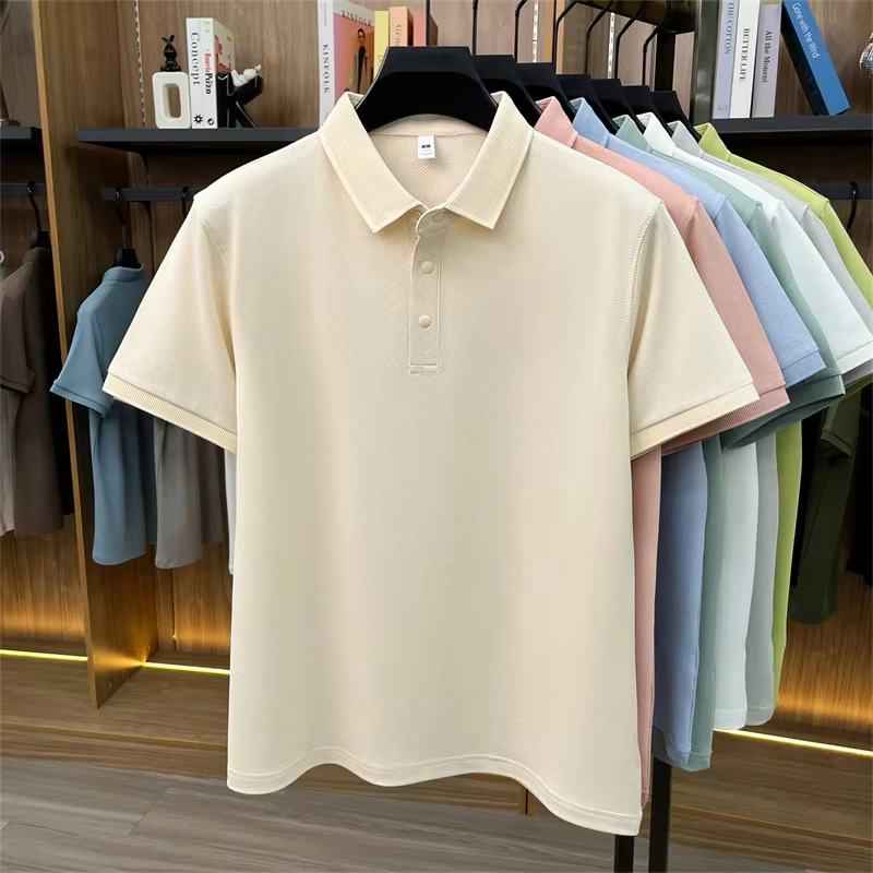 Polo en maille respirante pour hommes, t-shirt à manches courtes et col à revers, hauts légers et co