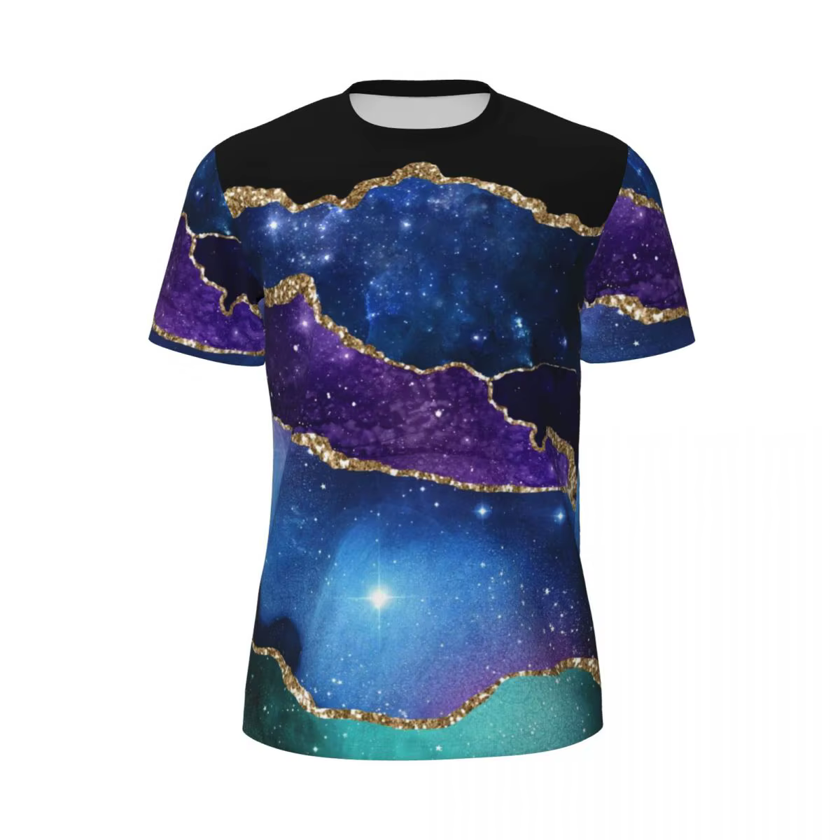 T-shirt imprimé marbre à paillettes dorées pour couple, violet, Industries celle, t-shirts de gymnas