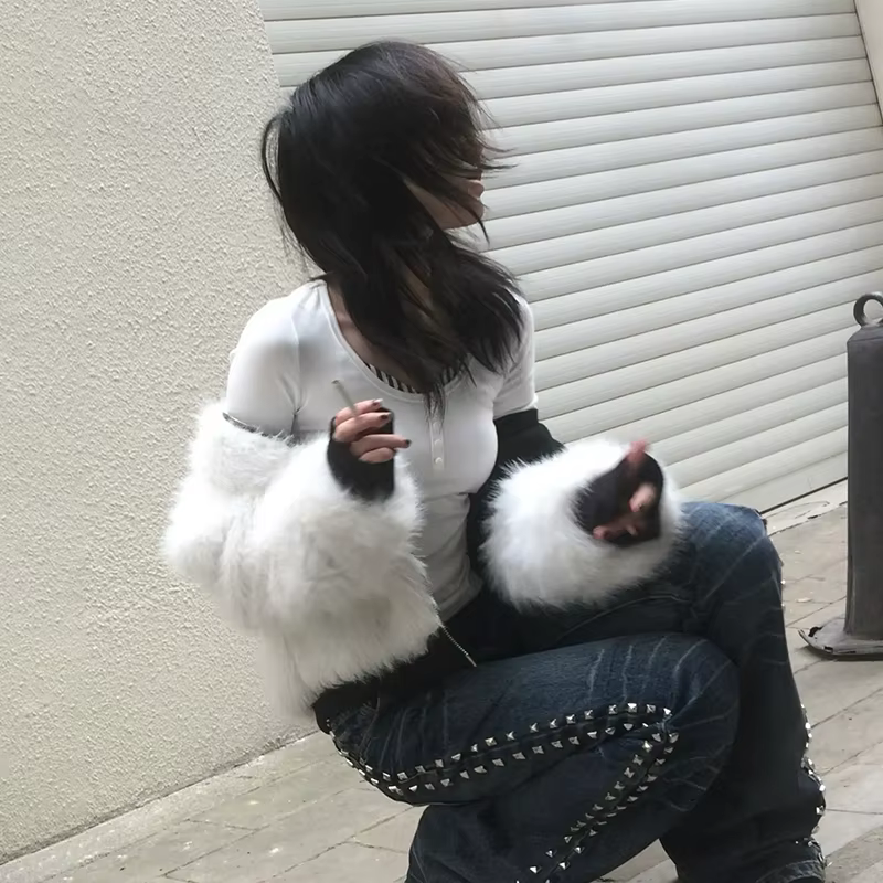 Karrcat Trashy Y2k T-shirt imprimé crâne Grunge esthétique faux deux pièces hauts Vintage années 200