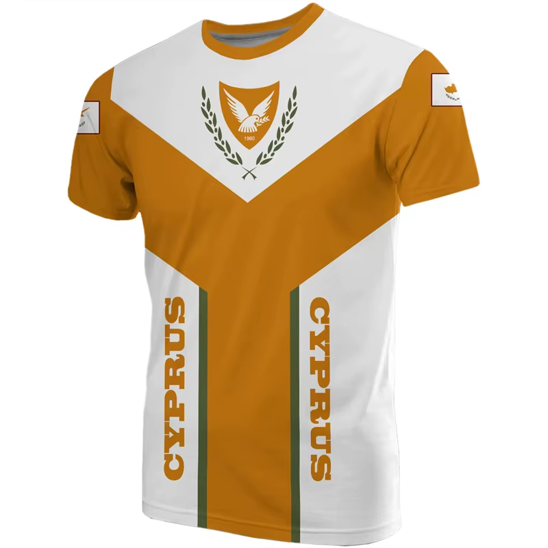 Mode Chypre Drapeau Graphique Football T-shirts D'été Décontracté Col rond 3D Emblème National Impri