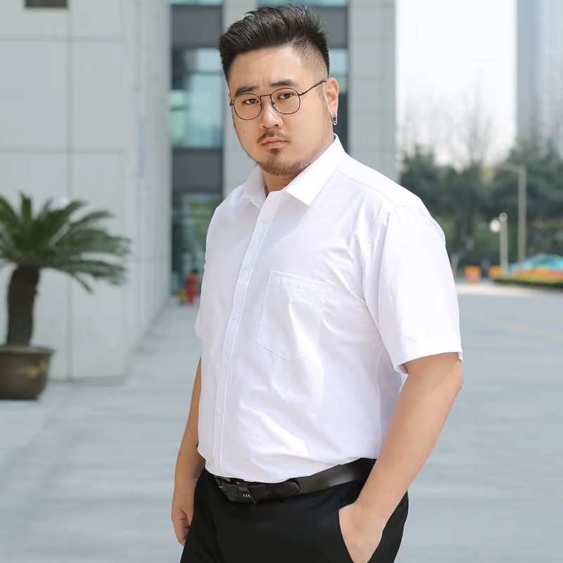 Oversized 7XL 8XL Summer New Men's Dress Shirts Fashion Classic Black White Short Sleeve Business So