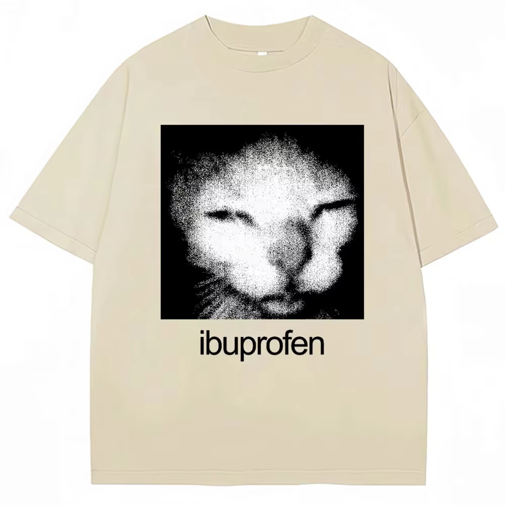 2026 Vintage Drôle Ibuprofen Chat Meme Graphique T-shirt Femmes Humor Mode T-shirts Surdimensionné D