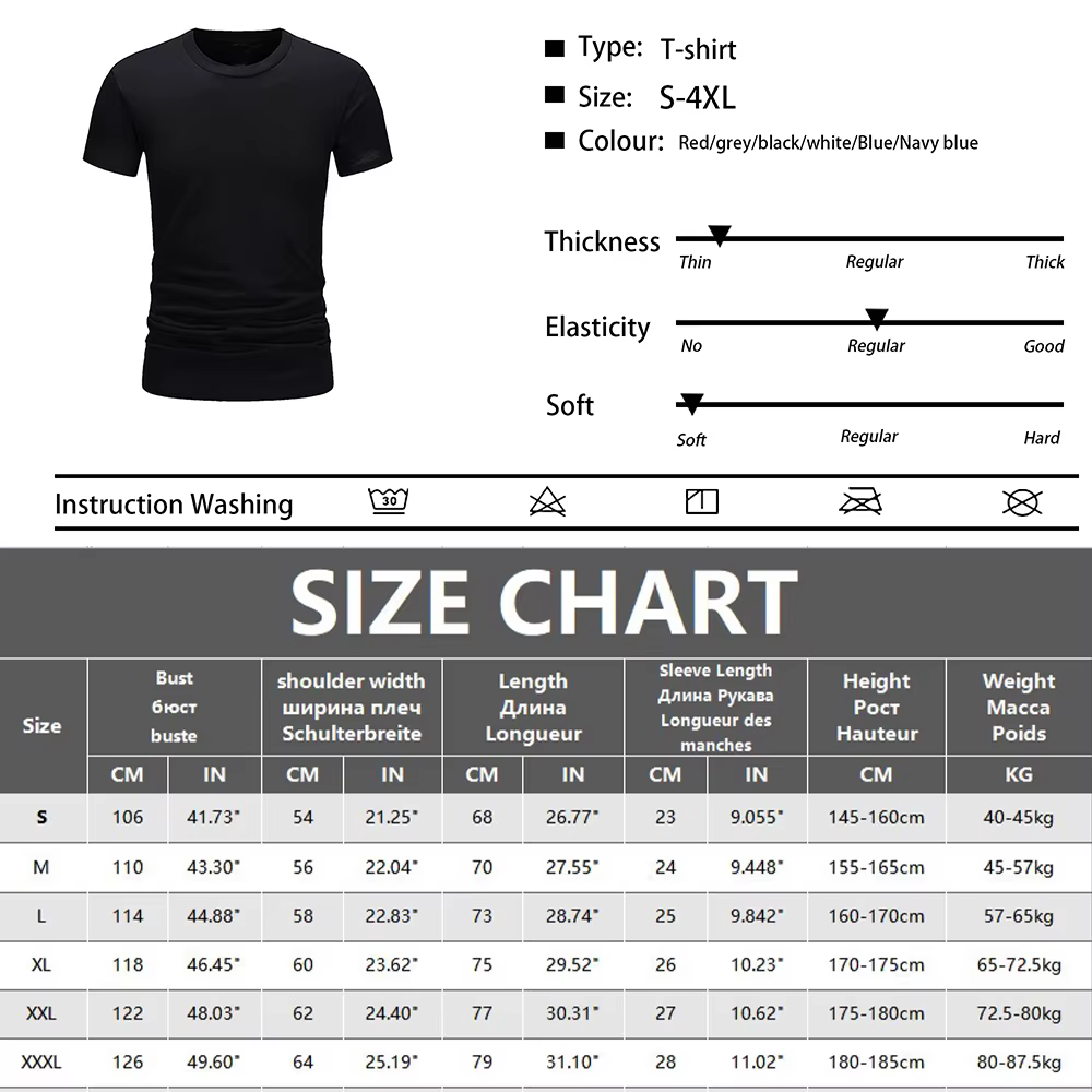 T-shirt d'été en coton pour hommes, Slim, noir, manches courtes, confortable, décontracté, col rond,