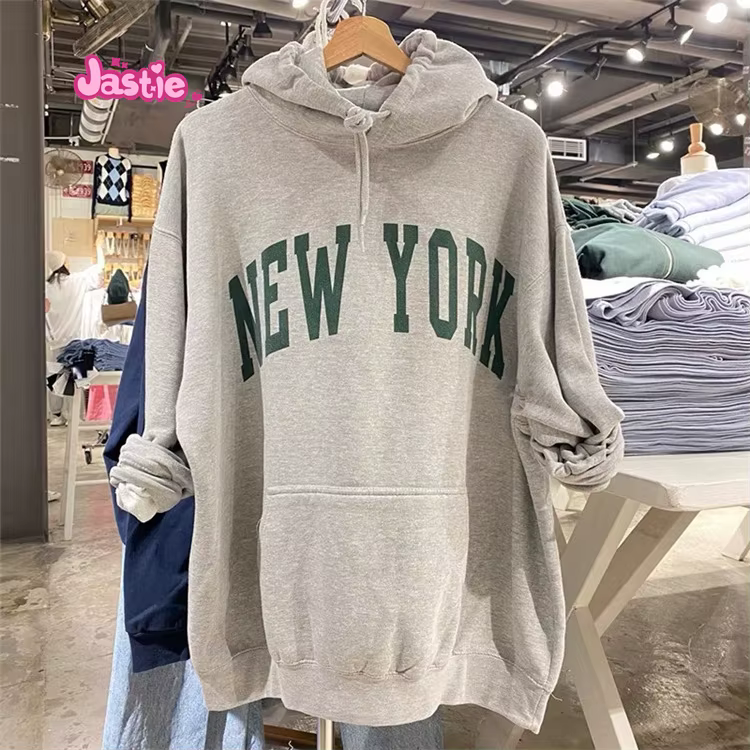 Sweat à Capuche en Coton pour Femme, Vêtement Décontracté, avec Lettres Imprimées, Fermeture Éclair,