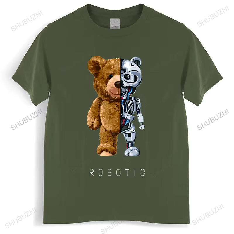 T-Shirt drôle ours en peluche Robot T-Shirt ours Robot chemise vêtements décontractés hommes mode vê