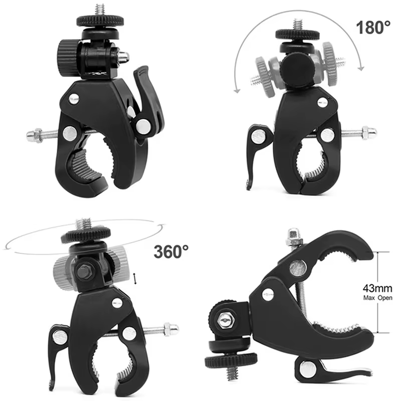 Universel 360 degrés rotatif 1/4 caméra DV vélo guidon pince support trépied montage vis pince pour 
