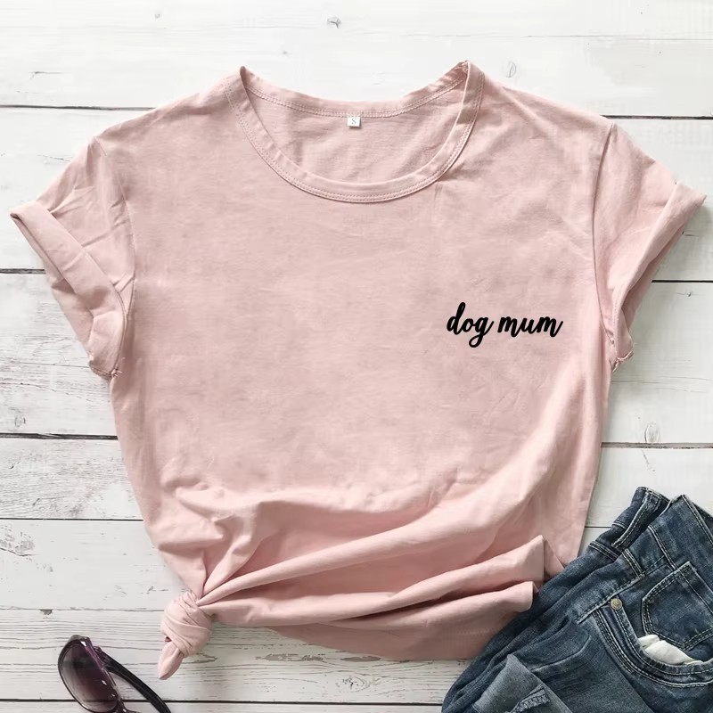 T-shirt de poche à manches courtes pour femme, chemise scopique pour maman et chien, haut mignon