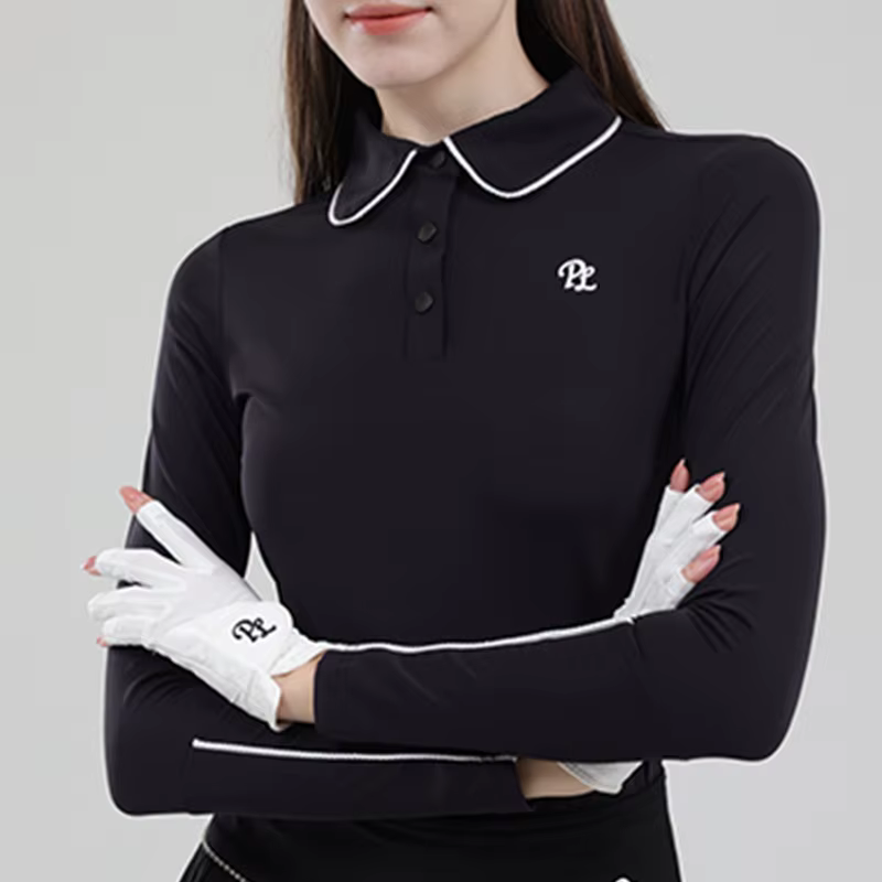 T-shirt de golf à manches longues pour femmes, col polo, jupe de golfeur avec short intérieur