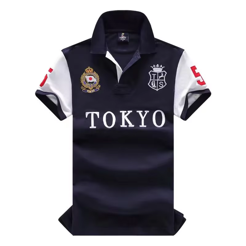 Polo classique Tokyo pour hommes, beau t-shirt à manches courtes en coton de bonne qualité avec col