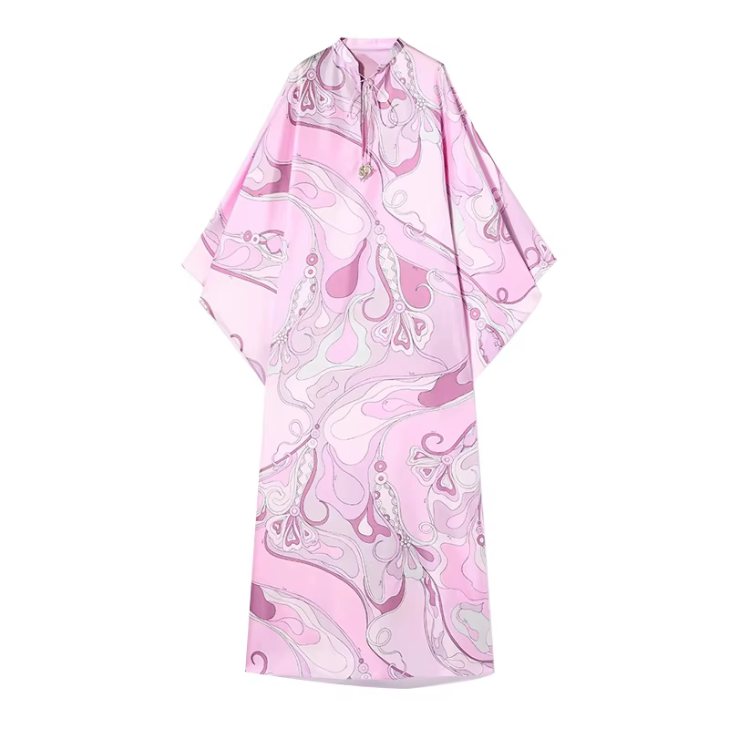 Robes surdimensionnées à manches chauve-souris imprimées numériques pour femmes, robes droites de va