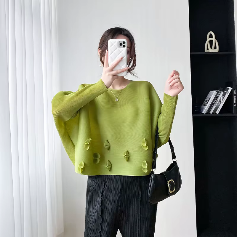T-shirt décontracté pour femme, grande taille, autocollant mode adt, péplum fleuri tridimensionnel,