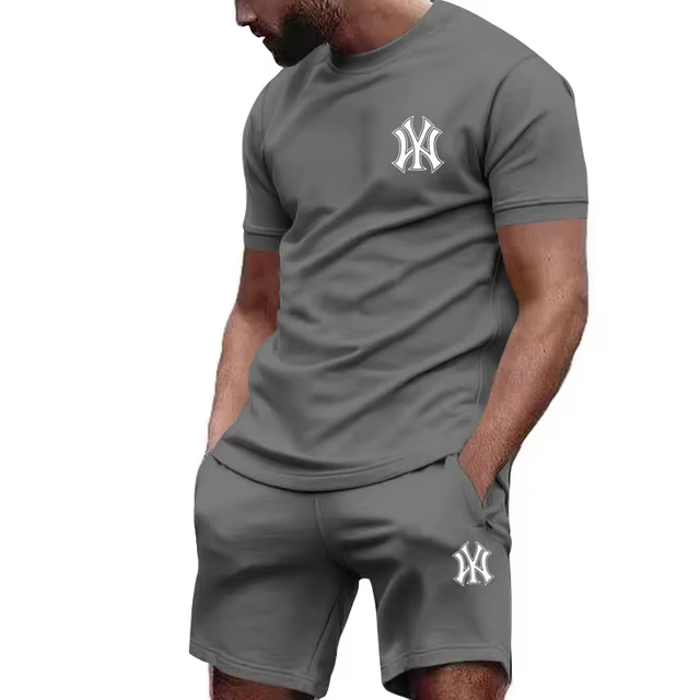 Ensemble de vêtements de sport pour homme, t-shirt à manches courtes et pantalon, pour la course à p