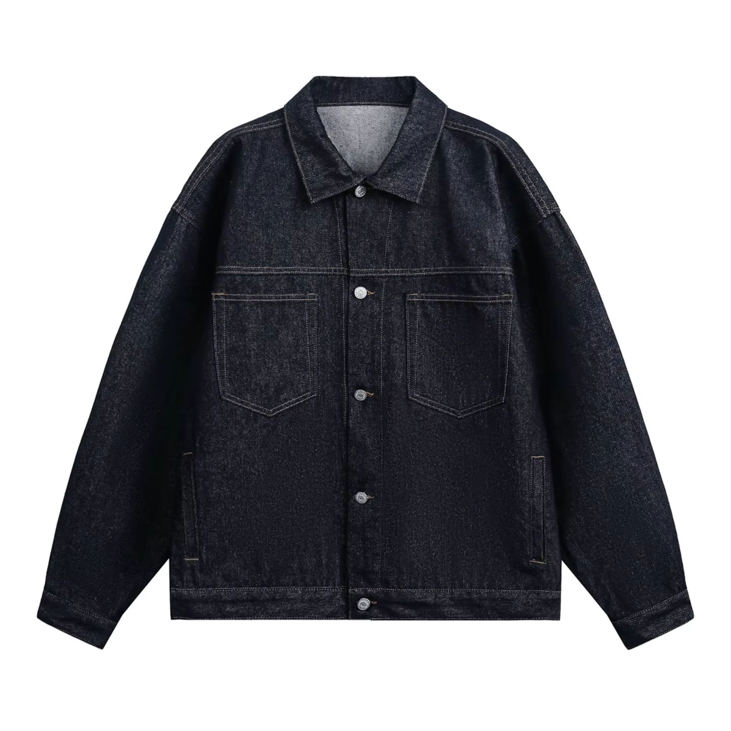 Veste en jean Vintage américaine pour hommes, vêtements de travail à lisière, coupe ample à deux poc