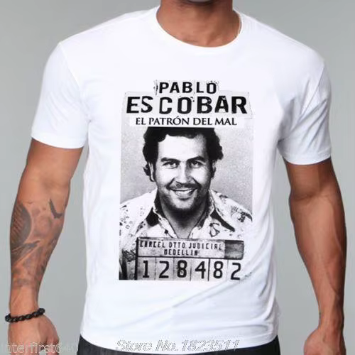 T-shirt homme en coton, Gangster, Escobar, Weed, Mafia, planchers eface, Luciano, Capon Tee, 100%, N