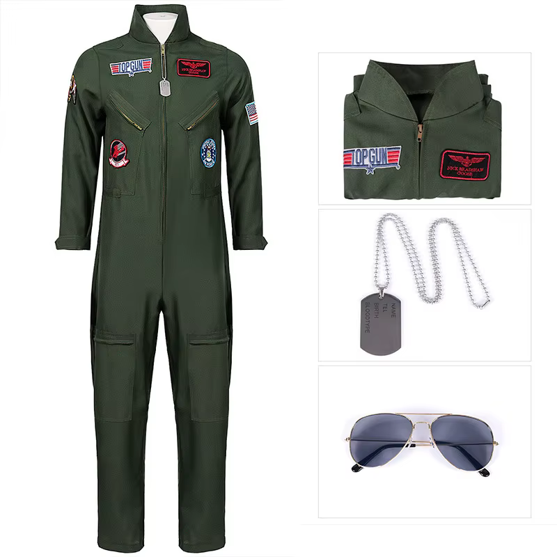 Combinaison de pilote militaire avec lunettes pour enfants et adultes, costume de batterie de cospla