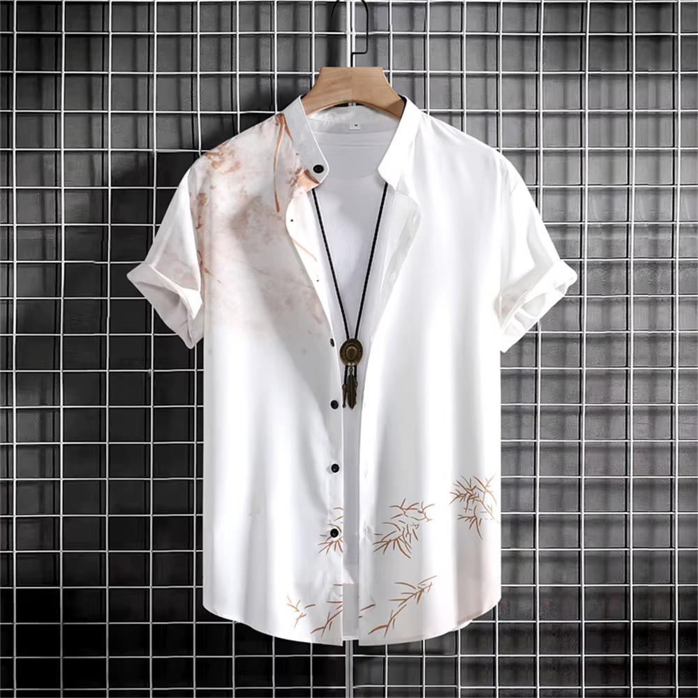 Chemise simple pour homme, haut imprimé 3D style vintage, chemise décontractée à manches courtes, am
