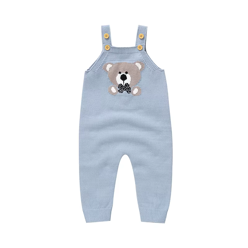 Barboteuse sans manches pour bébé, automne hiver, ours tricoté, nouveau-né, garçons et filles, pyjam