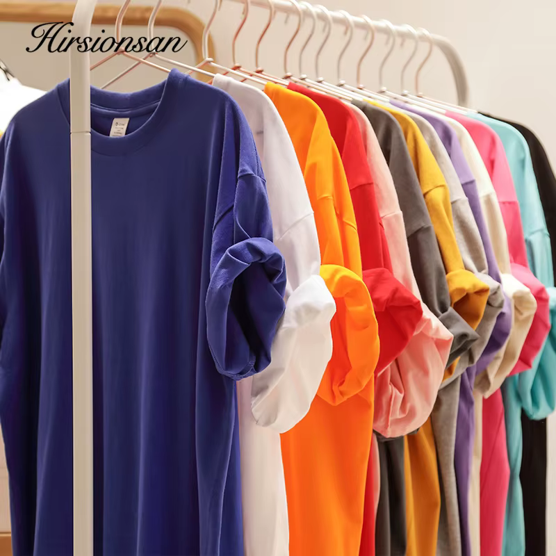Hirsionsan-T-shirt à manches courtes pour femme, streetwear simple et doux, en coton, couleur unie,