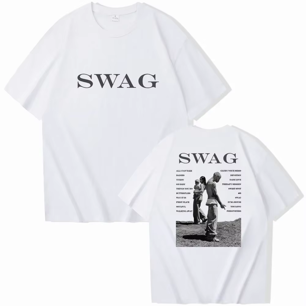Bieber SWAG 2025 Justin Album T-shirt 2 faces col rond manches courtes chemises Fans cadeau