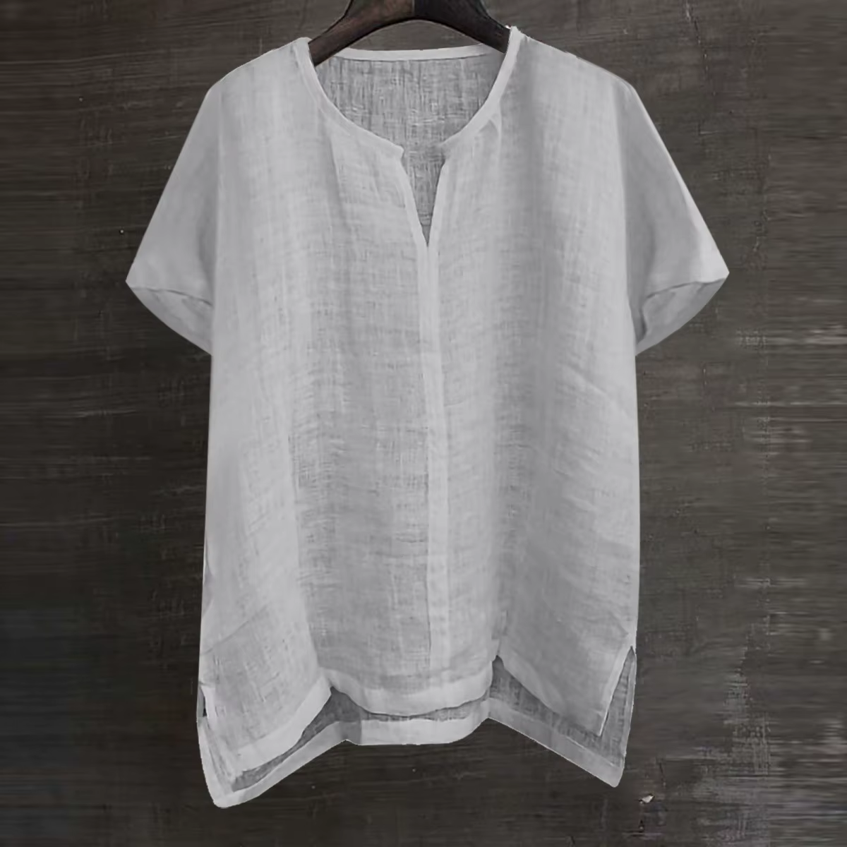 Chemise homme 2026 décontractée été nouvelle en coton et lin à manches courtes couleur unie simple c