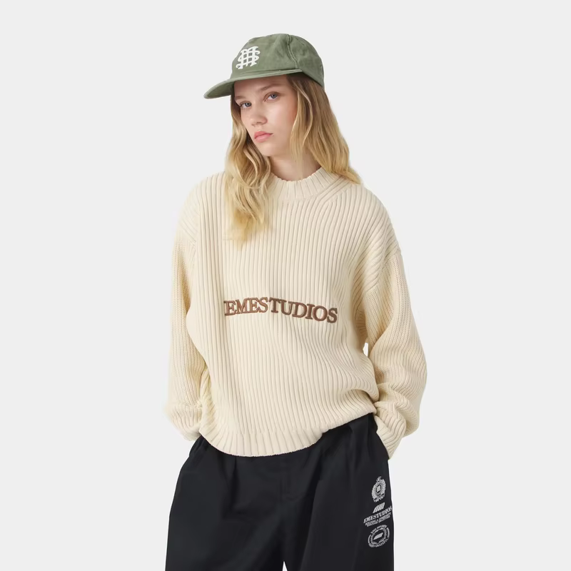 Pull à col rond Eme Letter Y2k Street pour hommes et femmes, pull ample décontracté rétro en tricot,