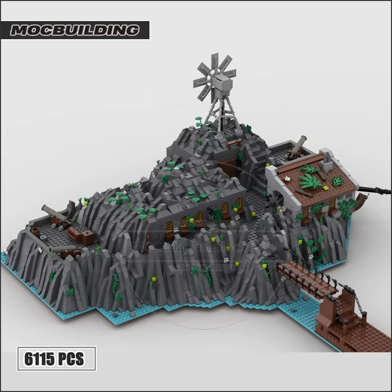 Décennie s de construction MOC Island, extension de l'île, architecture, technologie, briques, assem