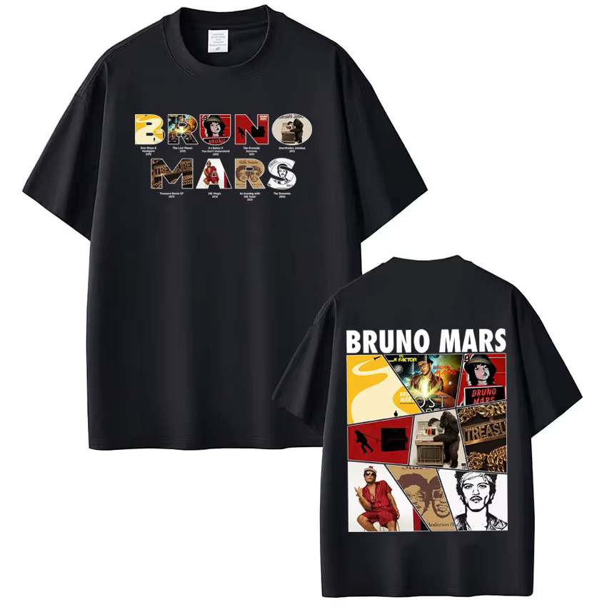 Bruno Mars The Romantic Album Tour 2026 T-shirt homme femme Hip-hop Harajuku T-shirts à manches cour
