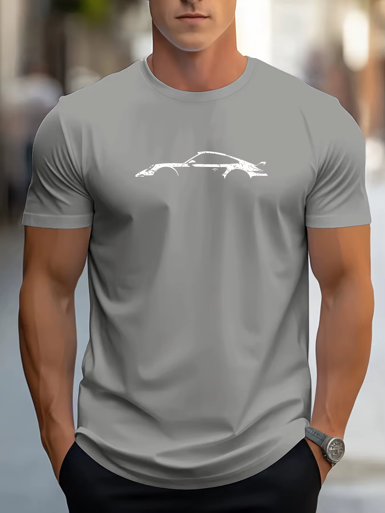 Le T-shirt à motif de voiture rétro pour hommes avec un design de voiture classique convient aux pas